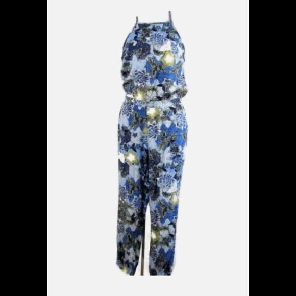 2 for $20 Jack by BB Dakota Jumpsuit Open Back Halter Floral Size M - Picture 2 of 10